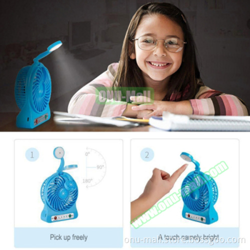 Portable Rechargeable Low Noise Standing Ceiling Mini USB Fan with LED Light